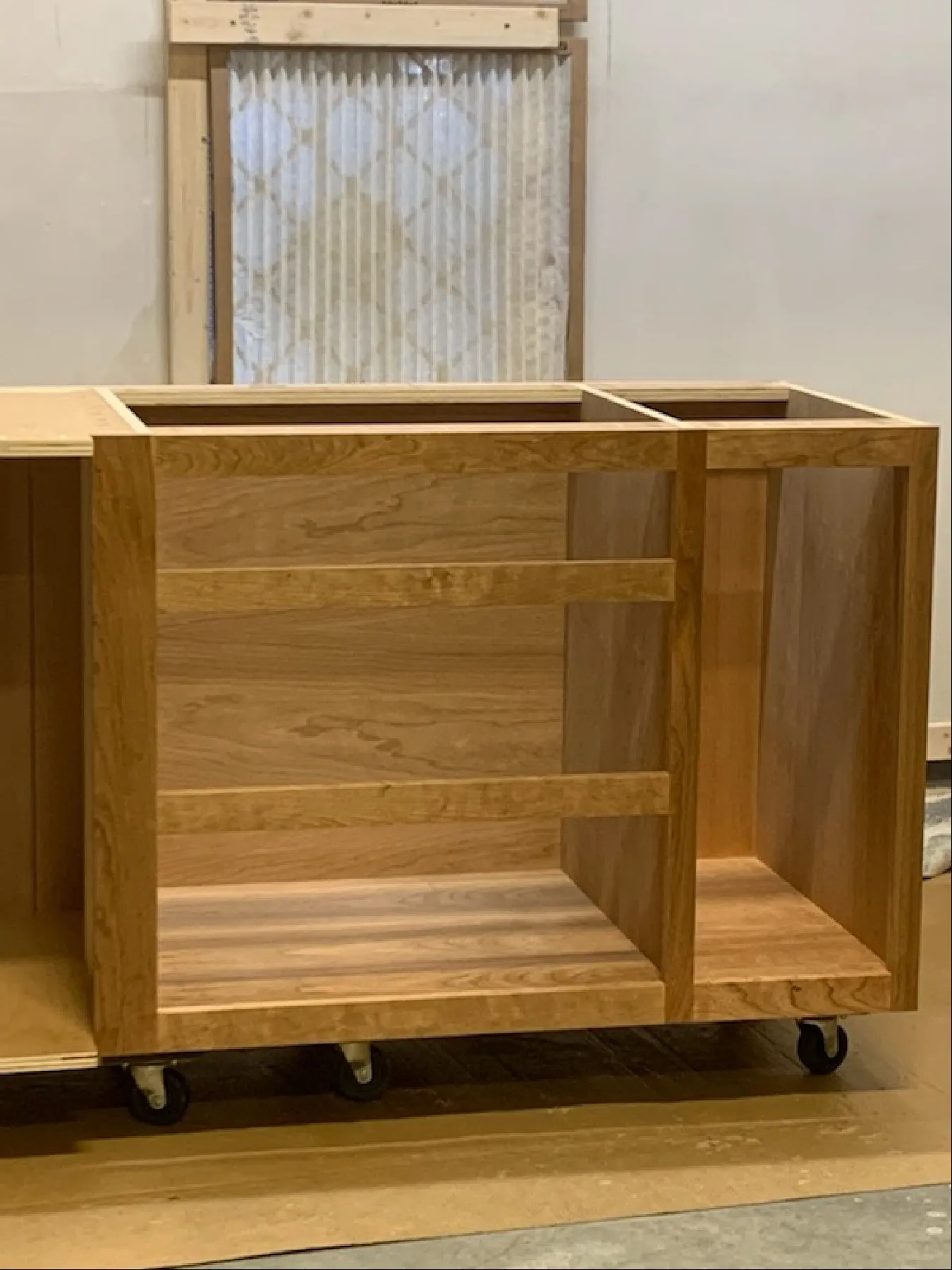 Solid wood cabinet frame showing quality joinery